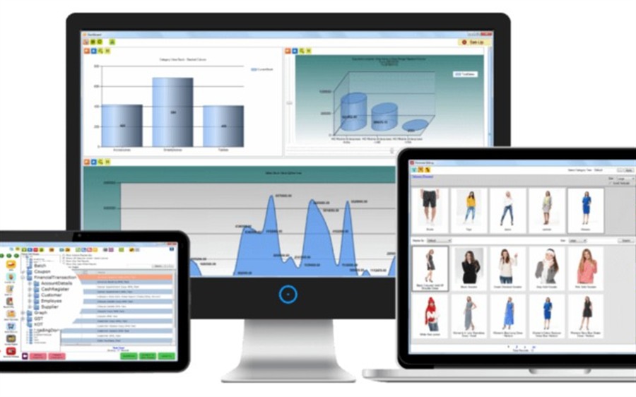 Billing Software context with finance professionals collaborating at a desk in a modern office.